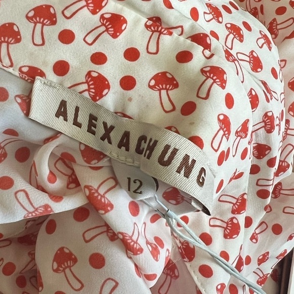 AlexaChung Red Beige Alice Shroom Tea Dress NWT US 8 - Picture 10 of 15